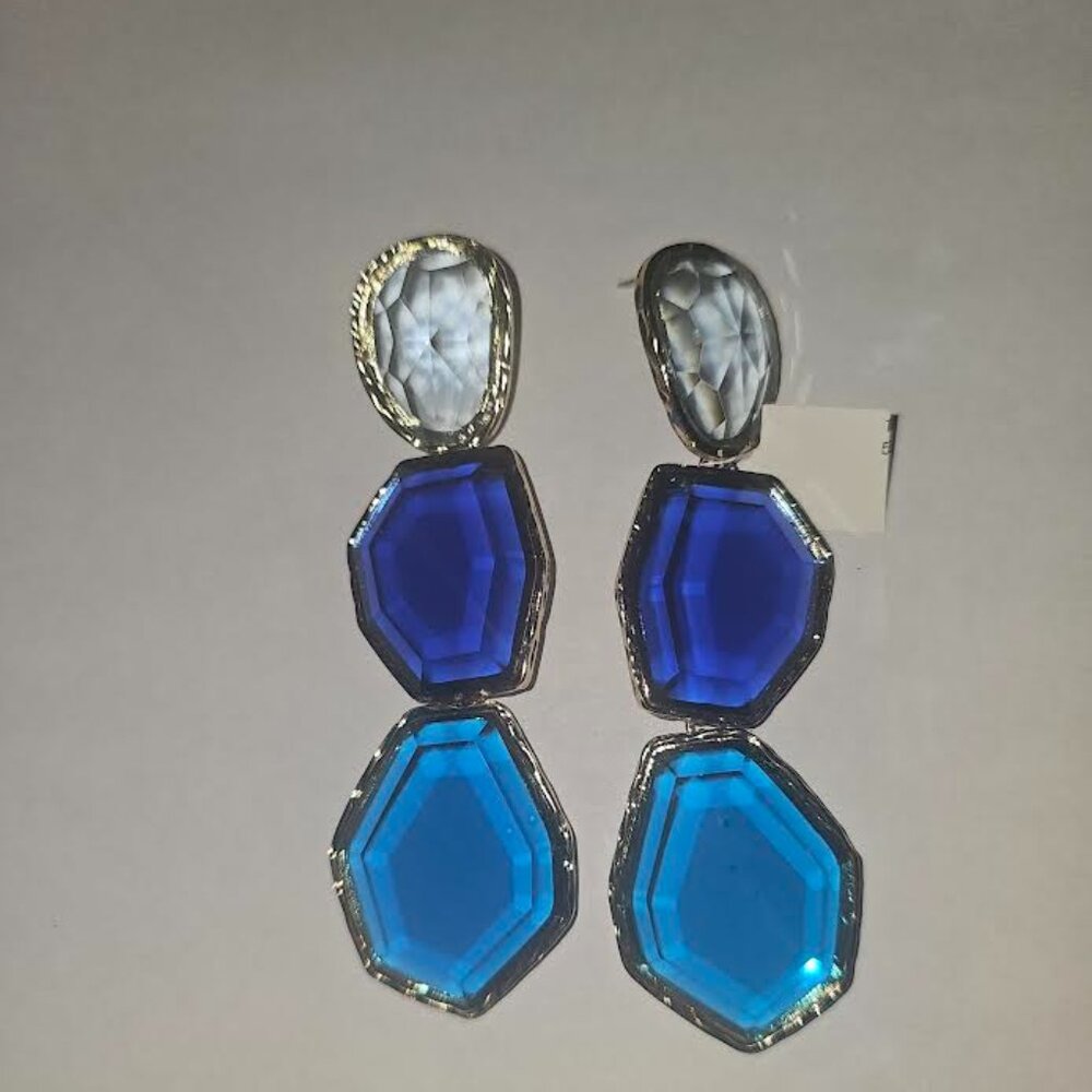 Earrings light blue and dark blue APPROX" 3.5" Long NWT!!!!!!